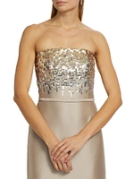 Phaedra Sequin Strapless Gown