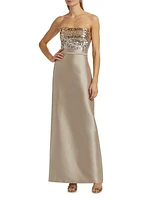 Phaedra Sequin Strapless Gown