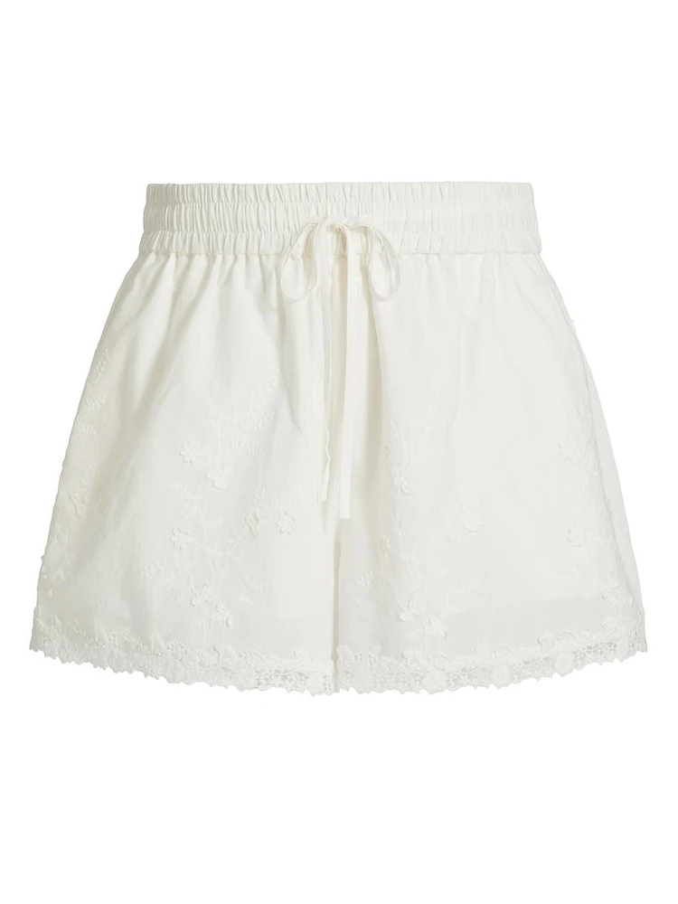 Eila Embroidered Cotton Shorts