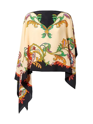 Printed Silk Poncho