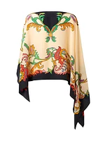 Printed Silk Poncho