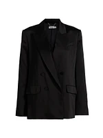 Norah Satin Double-Breasted Blazer