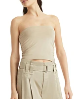 Stretch Cotton Gabardine Pleated A-Line Trousers