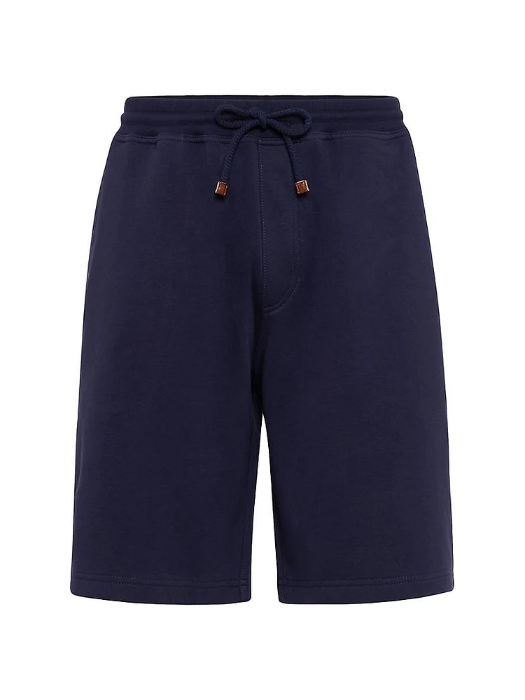 Techno Cotton French Terry Shorts with Piping