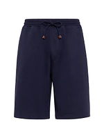 Techno Cotton French Terry Shorts with Piping
