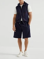 Techno Cotton French Terry Shorts with Piping