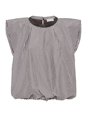 Multi Stripe Poplin Balloon Top