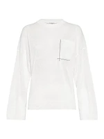Linen Sweater with Shiny Pocket Detail