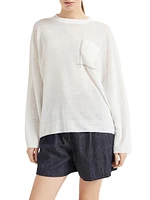 Linen Sweater with Shiny Pocket Detail