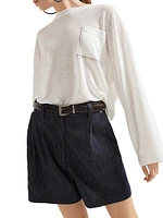 Linen Sweater with Shiny Pocket Detail