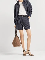 Linen Sweater with Shiny Pocket Detail