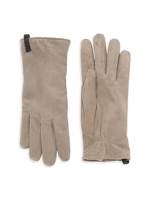 Suede Gloves with Monili