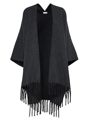 Wool and Cashmere Reversible Double Knit Poncho