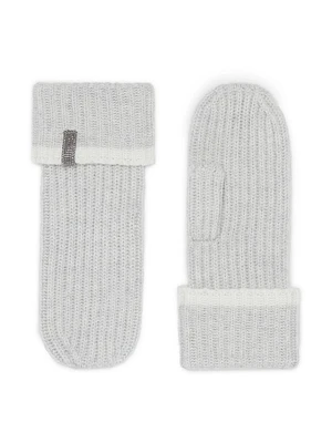 Cashmere English Rib Knit Mittens with Monili