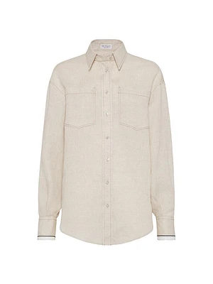 Linen Shirt with Shiny Cuffs