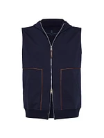 Techno Cotton French Terry Hooded Vest with Piping