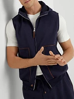 Techno Cotton French Terry Hooded Vest with Piping