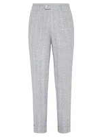 Textured Stripe Diagonal Leisure Fit Trousers with Pleat