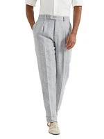 Textured Stripe Diagonal Leisure Fit Trousers with Pleat