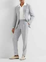 Textured Stripe Diagonal Leisure Fit Trousers with Pleat