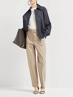 Stretch Twisted High Waist Cigarette Trousers