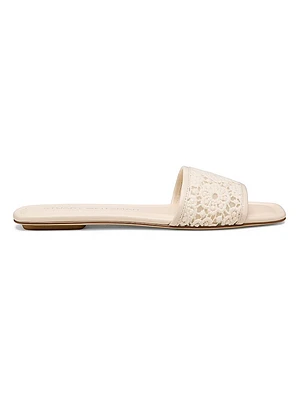 Fia Crochet Leather Flat Sandals