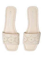 Fia Crochet Leather Flat Sandals