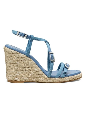 Georgie 90MM Denim Espadrille Wedge Sandals