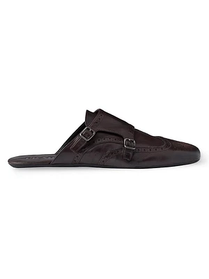 Double Monk Strap Leather Mules