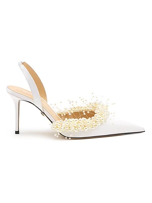 85MM Embellished Crepe Satin Slingback Pumps