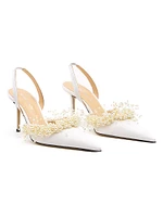 85MM Embellished Crepe Satin Slingback Pumps