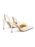 85MM Embellished Crepe Satin Slingback Pumps
