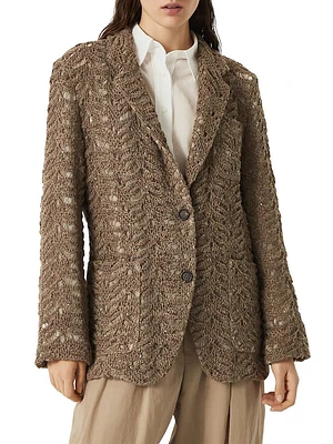 Foliage Lace Knit Blazer Linen and Silk Diamond Yarn