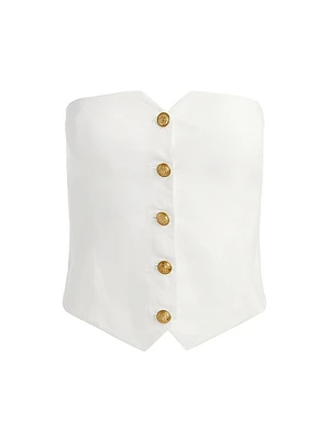 Kelcey Strapless Button-Front Top