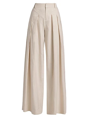 Simon Linen-Blend Wide Leg Pants