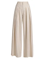 Simon Linen-Blend Wide Leg Pants