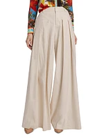 Simon Linen-Blend Wide Leg Pants