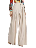 Simon Linen-Blend Wide Leg Pants