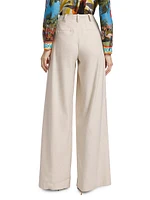 Simon Linen-Blend Wide Leg Pants