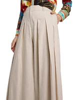 Simon Linen-Blend Wide Leg Pants