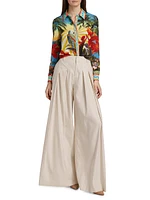 Simon Linen-Blend Wide Leg Pants
