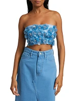 Emily Embellished Flower Bandeau Crop Top
