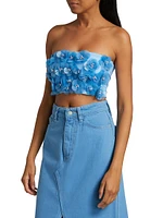 Emily Embellished Flower Bandeau Crop Top
