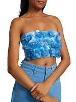 Emily Embellished Flower Bandeau Crop Top