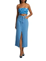 Emily Embellished Flower Bandeau Crop Top