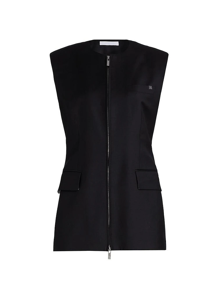 Wool Zip-Front Blazer Vest