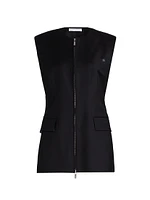 Wool Zip-Front Blazer Vest