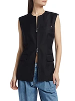 Wool Zip-Front Blazer Vest