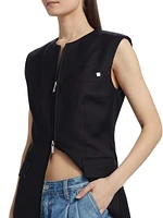 Wool Zip-Front Blazer Vest