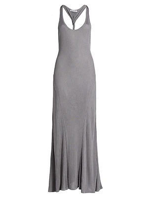 Rib-Knit Twist-Back Maxi Dress
